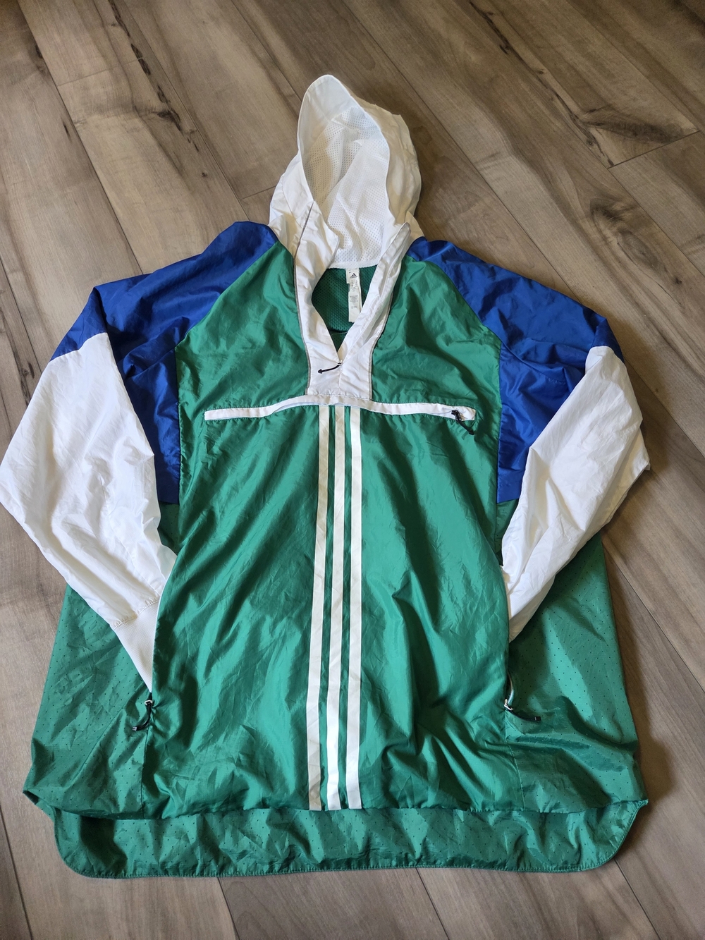adidas Green and White Mesh-Lined Athletic Jacket
